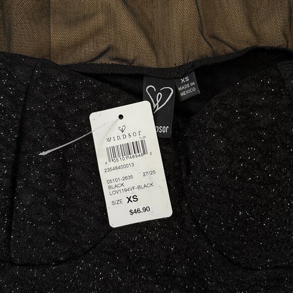 Windsor Mini Dress Glitter Mesh Long Sleeves Sparks Fly Size XS Black - Picture 3 of 6